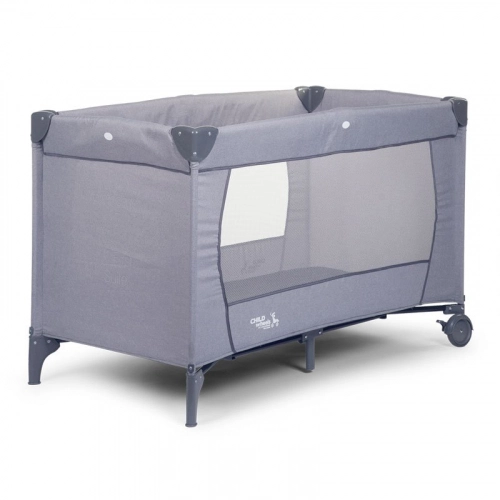 Ceļojumu gultiņa manēža 60x120 сm CHILDHOME Travel Cot canvas light grey +2nd Layer