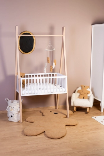 Childhome TIPI 2in1 White Natural Bērnu Šūpulis 50x90 + Drēbju pakaramais