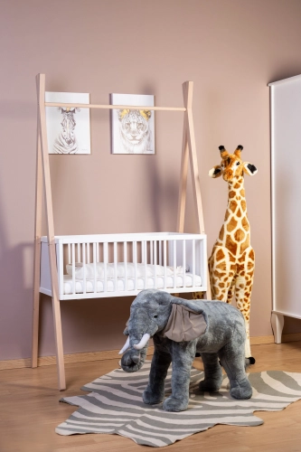 Childhome TIPI 2in1 White Natural Bērnu Šūpulis 50x90 + Drēbju pakaramais