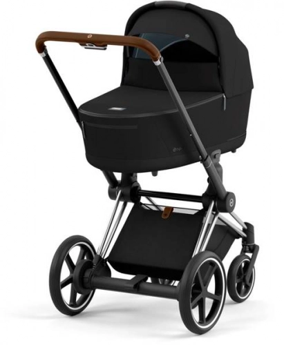 Cybex e-Priam Deep Black Chrome brown frame Bērnu rati 4in1