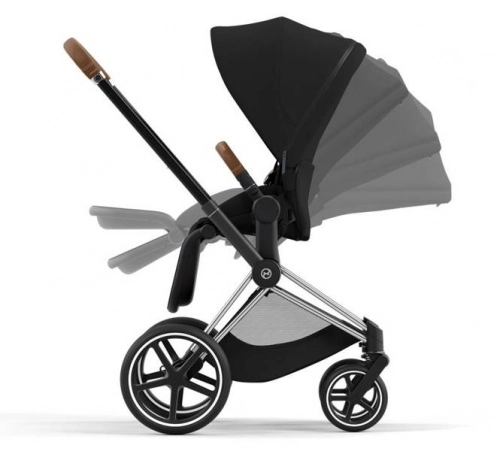 Cybex e-Priam Deep Black Chrome brown frame Bērnu rati 4in1