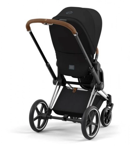 Cybex e-Priam Deep Black Chrome brown frame Bērnu rati 4in1