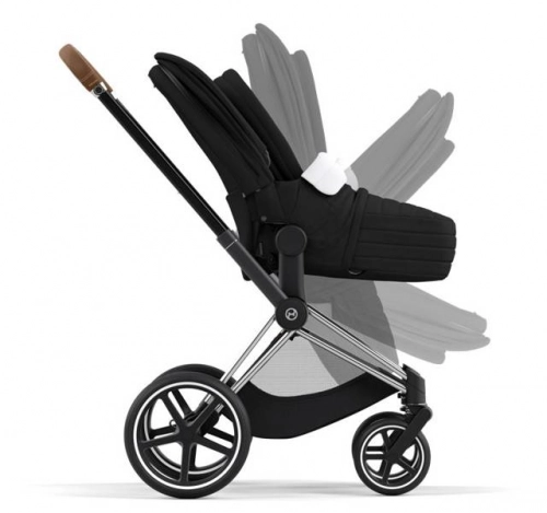 Cybex e-Priam Deep Black Chrome brown frame Bērnu rati 4in1
