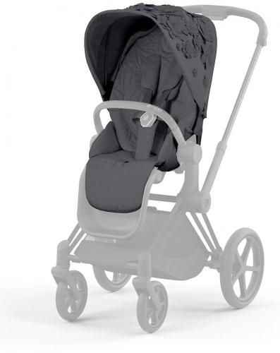 Cybex e-Priam Dream Grey Simply Flowers Chrome black frame Прогулочная коляска