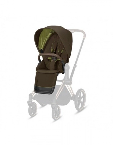 Cybex e-Priam Khaki Green Chrome brown frame Детская коляска 2 в 1