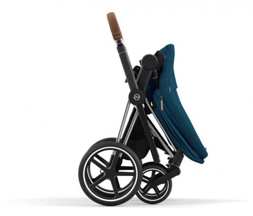 Cybex e-Priam Mountain Blue Chrome brown frame Bērnu rati 4in1