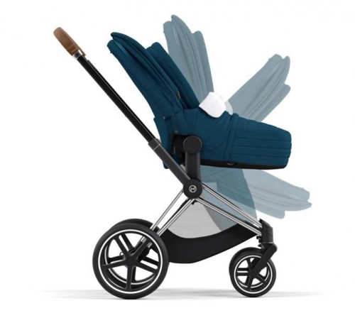 Cybex e-Priam Mountain Blue Chrome brown frame Bērnu rati 4in1
