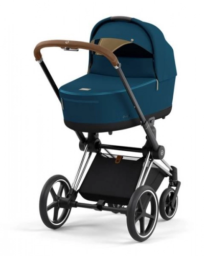 Cybex e-Priam Mountain Blue Chrome brown frame Bērnu rati 4in1
