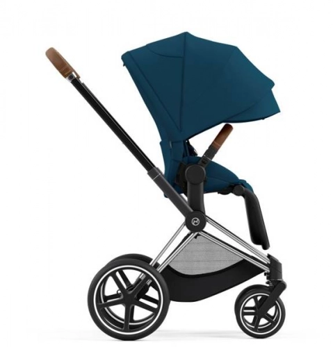 Cybex e-Priam Mountain Blue Chrome brown frame Bērnu rati 4in1