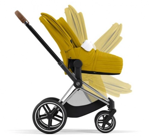 Cybex e-Priam Mustard Yellow Chrome brown frame Bērnu rati 4in1