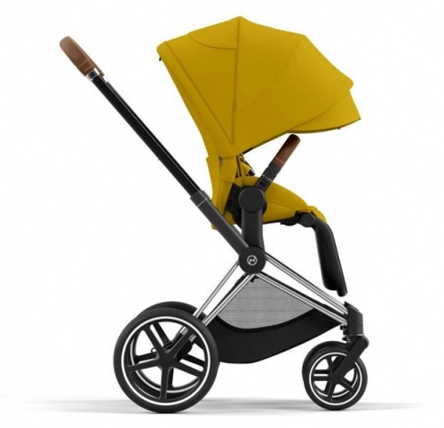 Cybex e-Priam Mustard Yellow Chrome brown frame Bērnu rati 4in1