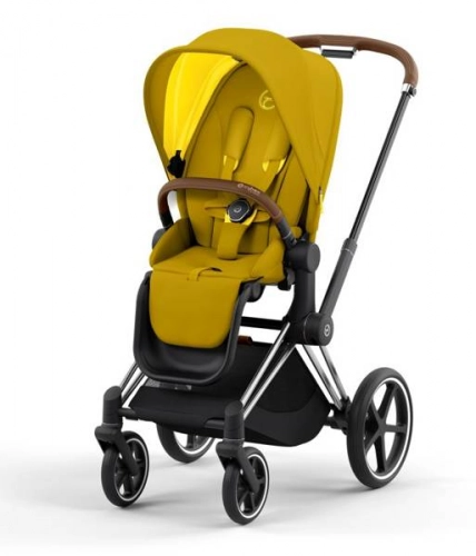 Cybex e-Priam Mustard Yellow Chrome brown frame Bērnu rati 4in1