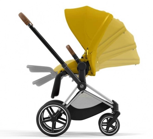 Cybex e-Priam Mustard Yellow Chrome brown frame Bērnu rati 4in1
