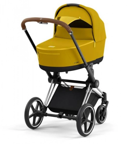 Cybex e-Priam Mustard Yellow Chrome brown frame Bērnu rati 4in1
