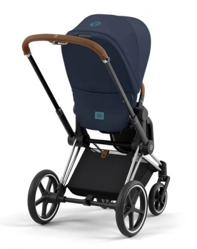 Cybex e-Priam Nautical Blue Chrome brown frame Bērnu rati 4in1