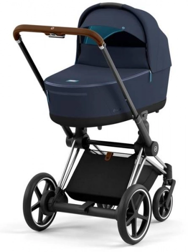Cybex e-Priam Nautical Blue Chrome brown frame Bērnu rati 4in1
