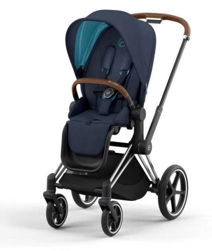 Cybex e-Priam Nautical Blue Chrome brown frame Bērnu rati 4in1