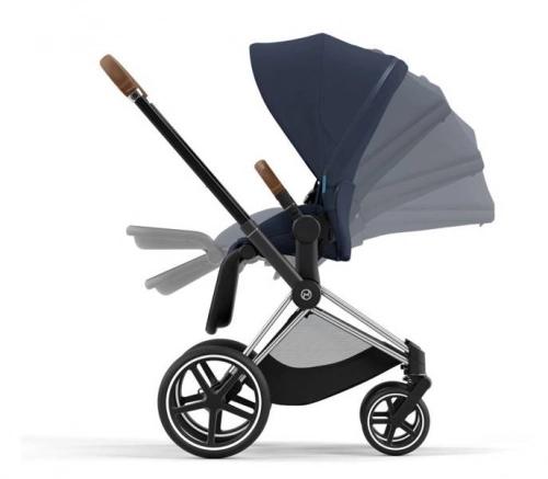 Cybex e-Priam Nautical Blue Chrome brown frame Bērnu rati 4in1