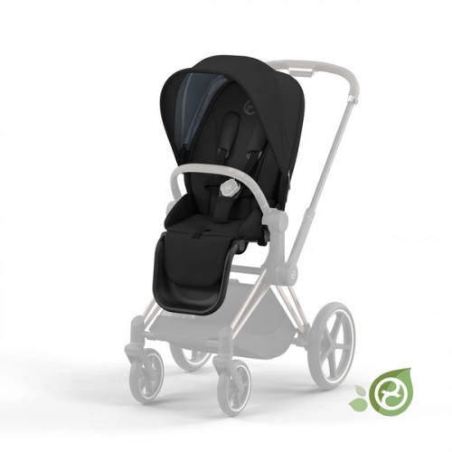Cybex e-Priam Onyx Black Eco/ Conscious Rosegold frame Pastaigu rati