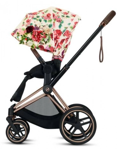 Cybex e-Priam Spring Blossom Light Chrome black frame Pastaigu rati