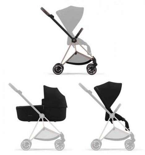 Cybex Mios 3.0 Deep Black Plus + Cloud Z i-Size + Rose gold frame Детская коляска 3in1
