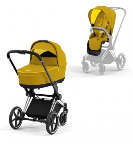 Cybex Priam 4.0 + Cloud Z I-size Chrome black frame Mustard Yellow Bērnu rati 3in1