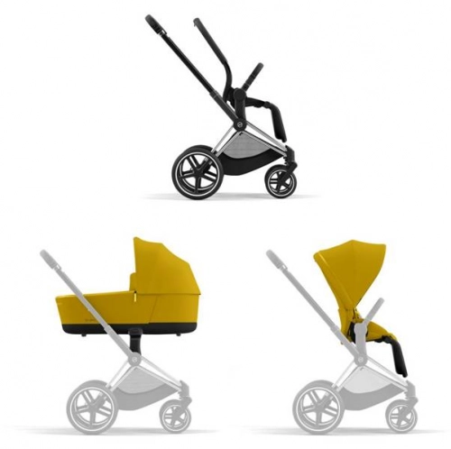 Cybex Priam 4.0 + Cloud Z2 I-size Chrome black frame Mustard Yellow Bērnu rati 3in1