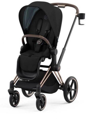 Cybex Priam 4.0 + Gold rose frame + Cloud Z I-size Deep black Bērnu rati 3in1