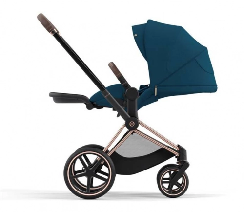 Cybex Priam 4.0 Mountain Blue + Gold rose frame Pastaigu rati