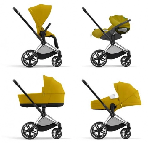 Cybex Priam 4.0 Mustard Yellow + Chrome black frame Pastaigu rati