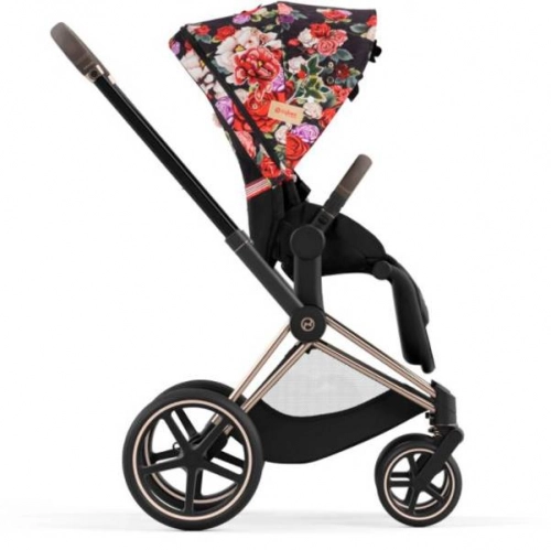 Cybex Priam 4.0 Spring Blossom Dark + Gold rose frame Pastaigu rati