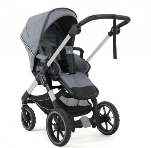 Emmaljunga NXT90 Flat Lounge Grey Silver frame Pastaigu rati