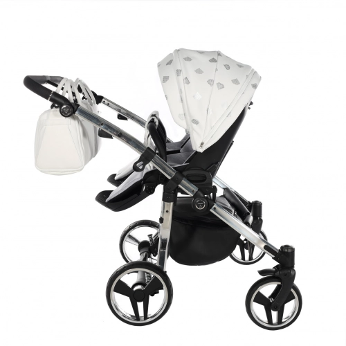 Junama Glow Duo 03 White Silver Dvīņu rati 3in1
