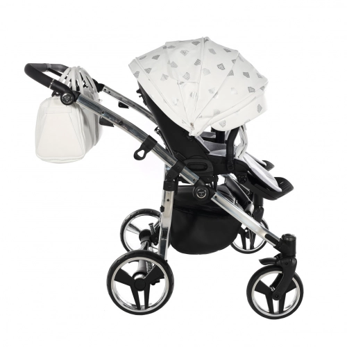 Junama Glow Duo 03 White Silver Dvīņu rati 3in1