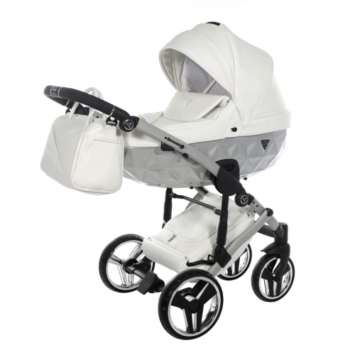 Junama Mirror Satin Col.04 White silver Детская коляска 2 в 1