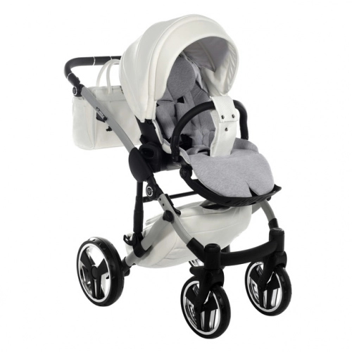 Junama Mirror Satin Col.04 White silver Детская коляска 3 в 1