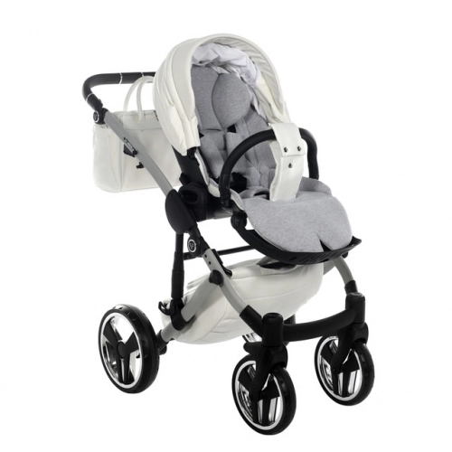 Junama Mirror Satin Col.04 White silver Детская коляска 3 в 1