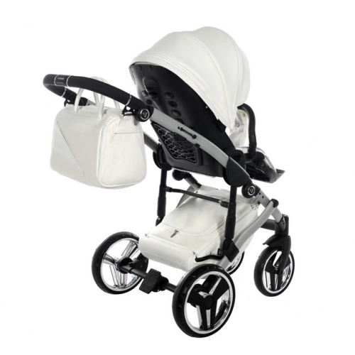 Junama Mirror Satin Col.04 White silver Детская коляска 3 в 1