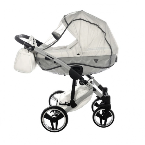 Junama Mirror Satin Col.04 White silver Детская коляска 3 в 1