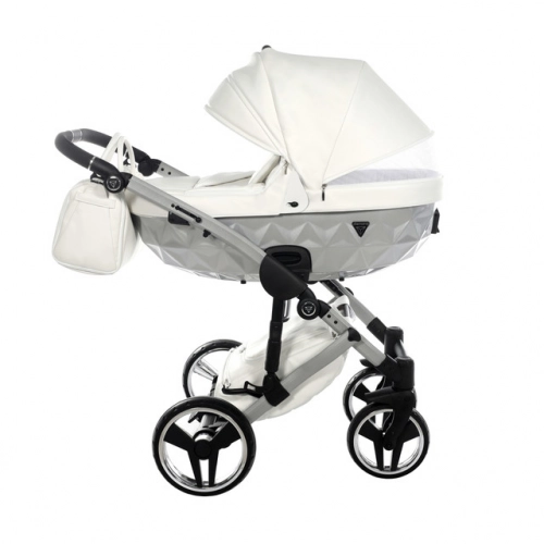 Junama Mirror Satin Col.04 White silver Детская коляска 3 в 1
