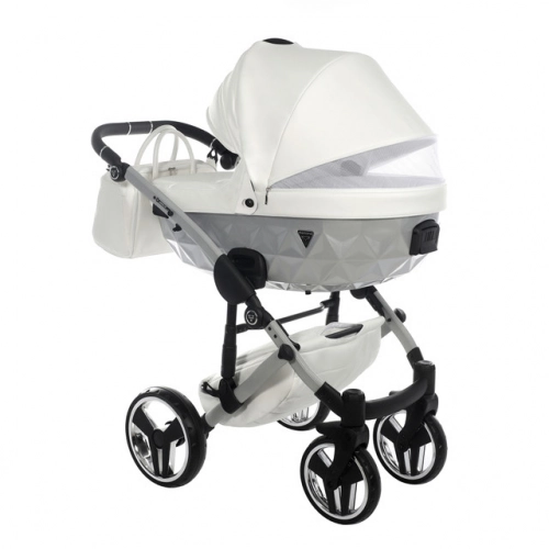 Junama Mirror Satin Col.04 White silver Детская коляска 3 в 1