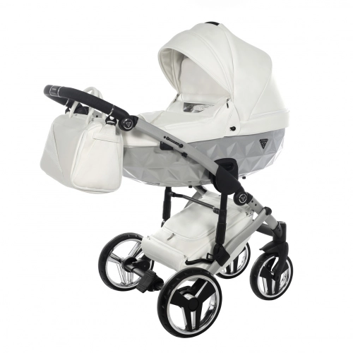 Junama Mirror Satin Col.04 White silver Детская коляска 3 в 1