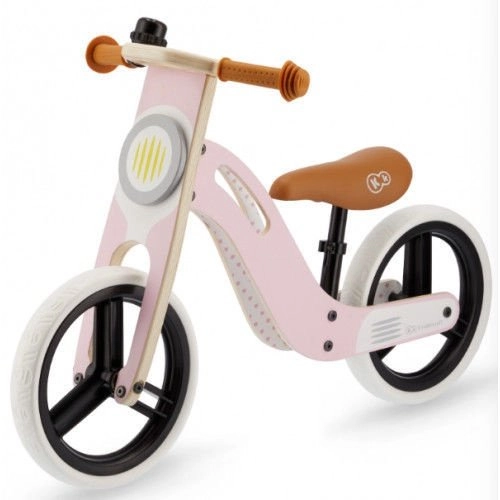 KinderKraft Balance Bike Uniq Pink Bērnu skrējritenis ar koka rāmi