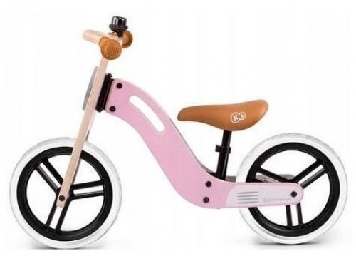 KinderKraft Balance Bike Uniq Pink Bērnu skrējritenis ar koka rāmi