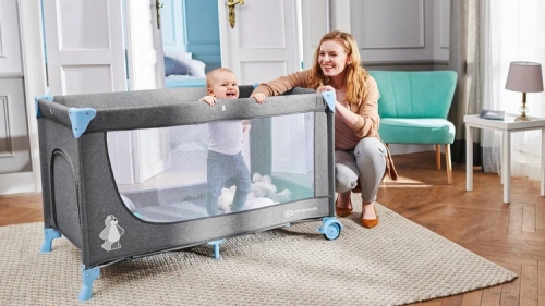KinderKraft Joy Blue 2in1 Ceļojumu gulta-manēža