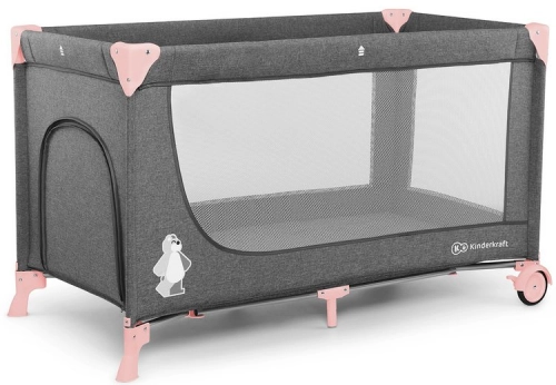 KinderKraft Joy Pink 2in1 Ceļojumu gulta-manēža