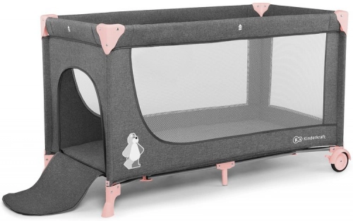 KinderKraft Joy Pink 2in1 Ceļojumu gulta-manēža