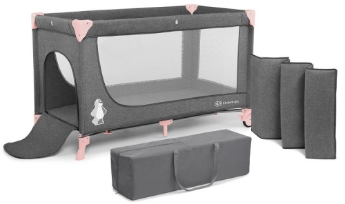 KinderKraft Joy Pink 2in1 Ceļojumu gulta-manēža