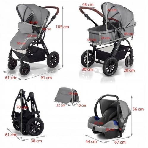Kinderkraft Moov Grey melange Bērnu rati 3in1