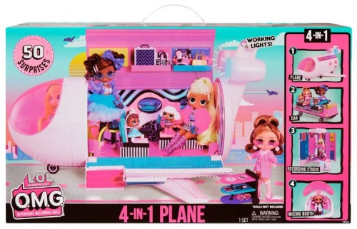 MGA LOL Surprise O.M.G. Remix Plane Playset 4 in 1 Pink Lidmašīna